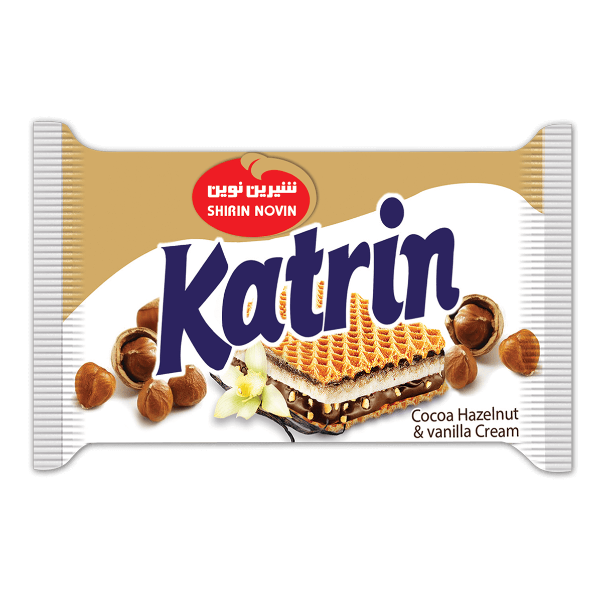 ویفر کاترین کاکائو فندق و کرم وانیل