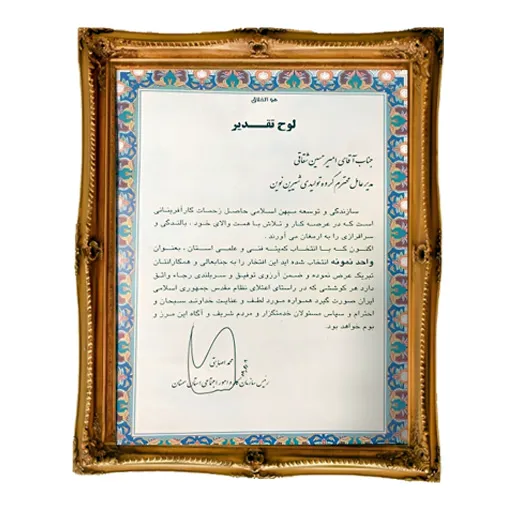 لوح تقدیر کارآفرین برتر